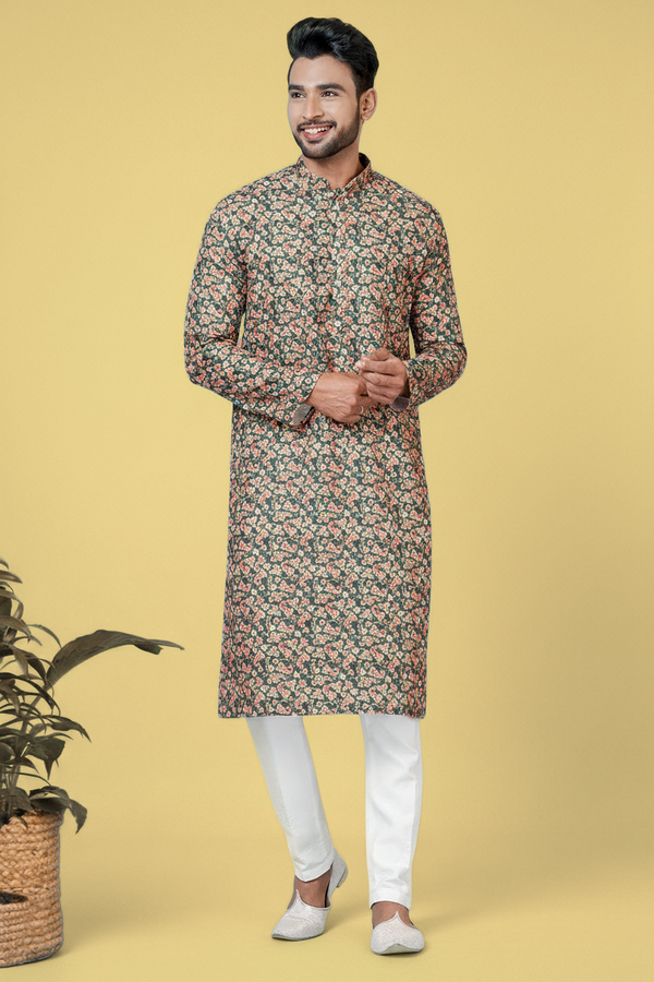 Men’s Multicolour Printed Kurta | Cotton Fabric | Ethnic & Casual Wear