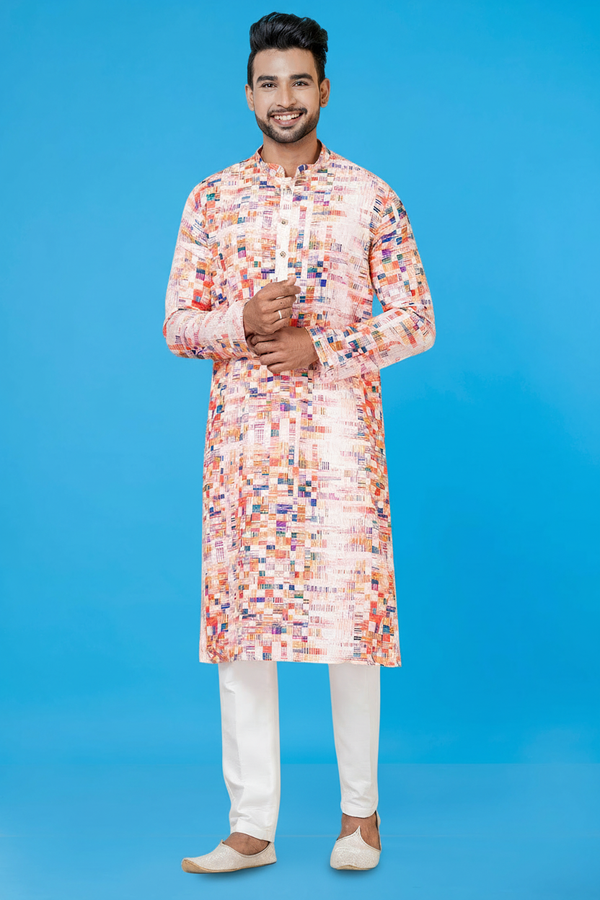Men’s Multicolour Printed Kurta | Cotton Fabric | Ethnic & Casual Wear