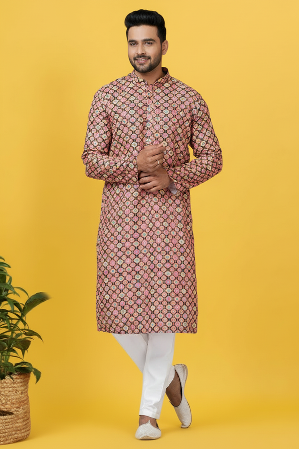 Men’s Multicoloured Printed Kurta | Cotton Fabric | Ethnic & Casual Wear