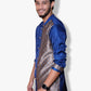 Fabriq by FFACE Ethnic Kurta, Navy Blue Satin with Printed Panel