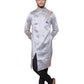 Fabriq by FFACE Ethnic Indian Kurta, Embroidered Neckline, Cotton Silk, Silver Grey
