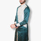 Fabriq by FFACE Men's Ethnic Kurta, Green and White, Silk