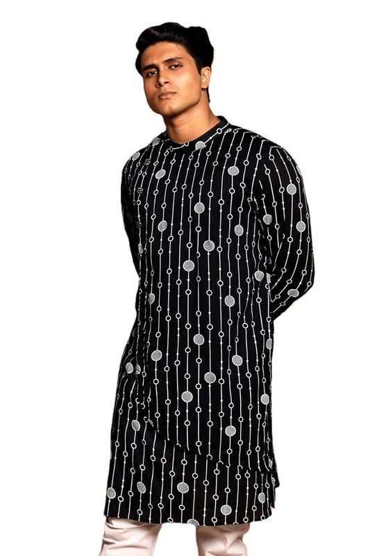 Fabriq by FFACE Chain Printed Cotton Kurta Black
