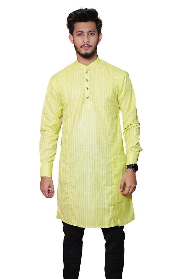 Men's Neon Green Kurta | Cotton Fabric | Casual & Occasion Wear