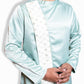 Fabriq by FFACE Traditional Indian Kurta, Light Blue Satin-Silk, Embroidered Detailing