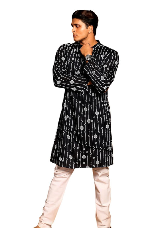Fabriq by FFACE Chain Printed Cotton Kurta Black