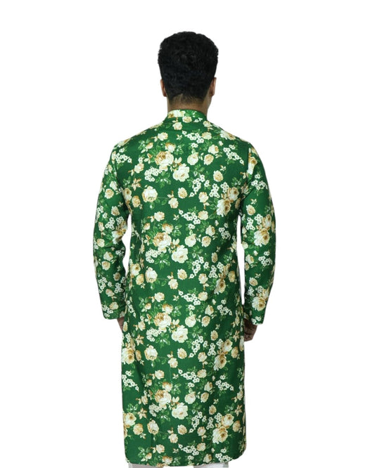 Fabriq by FFACE Floral Print Kurta for Men, Green