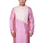 Fabriq by FFACE Men's Kurta, Mauve-Pink Floral Print and Solid Pattern, Full Sleeves, Silk