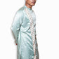 Fabriq by FFACE Traditional Indian Kurta, Light Blue Satin-Silk, Embroidered Detailing