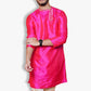 Fabriq by FFACE Men's Kurta, Magenta Pink, Knee-Length, Silk