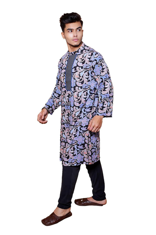 Fabriq by FFACE Blue Printed Cotton Kurta