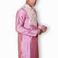 Fabriq by FFACE Men's Kurta, Mauve-Pink Floral Print and Solid Pattern, Full Sleeves, Silk
