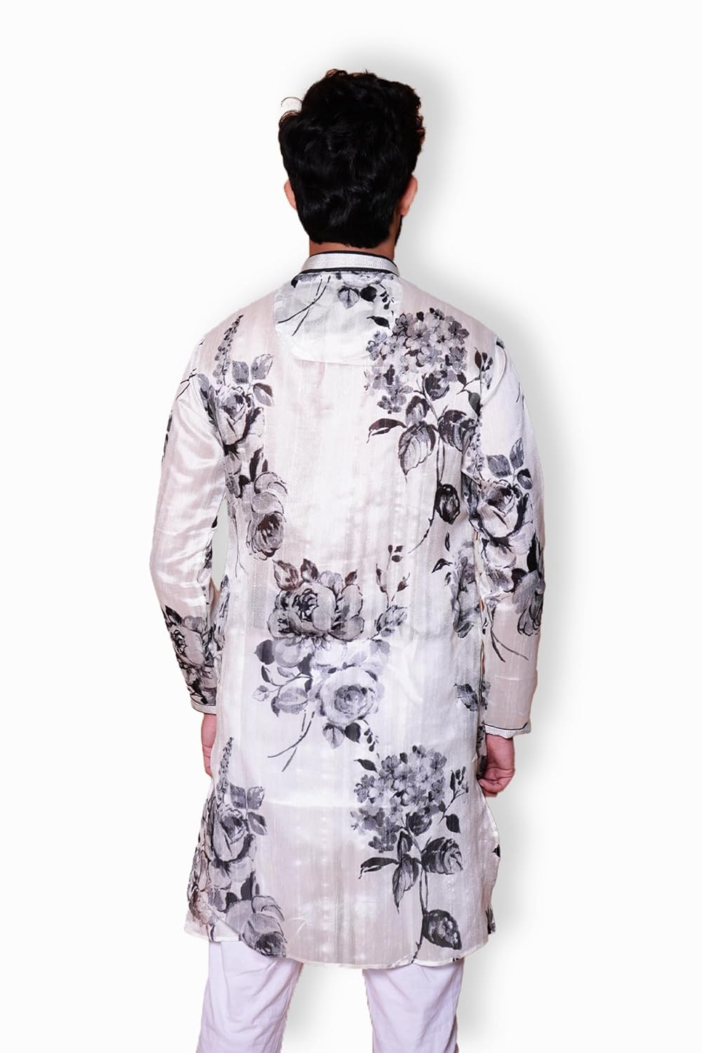 Fabriq by FFACE Floral Print Cotton Kurta with Mandarin Collar, 50 cm Length