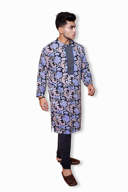 Fabriq by FFACE Blue Printed Cotton Kurta