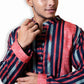Fabriq by FFACE Striped Cotton Kurta, Red, Blue, White, Long Sleeves, Embellished