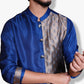 Fabriq by FFACE Ethnic Kurta, Navy Blue Satin with Printed Panel