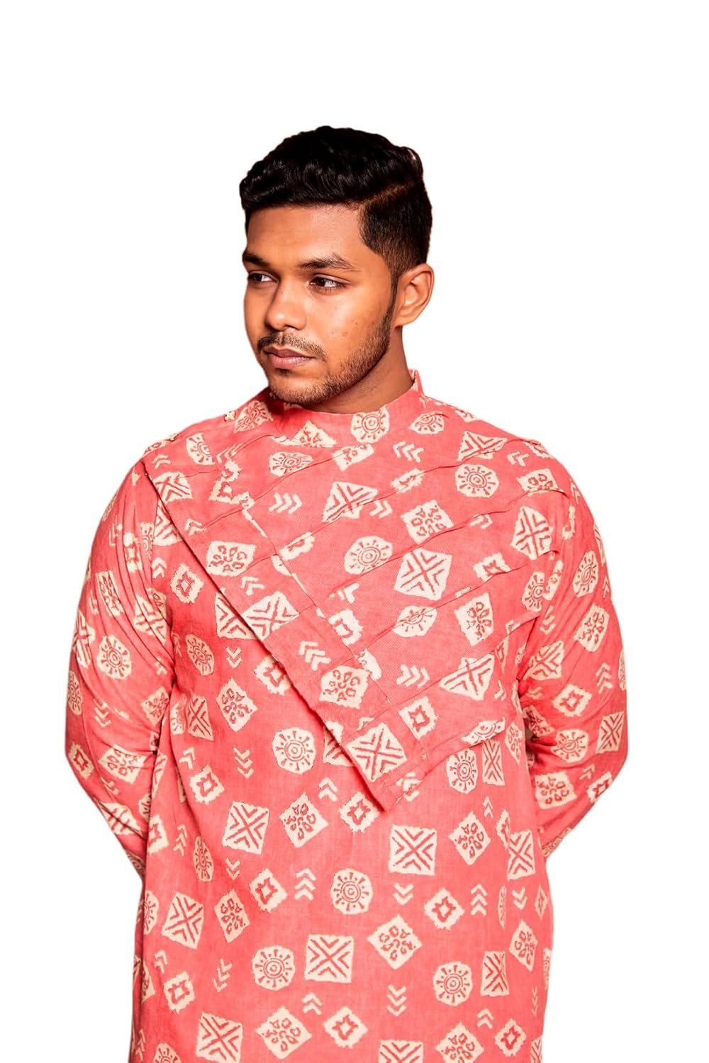 Fabriq by FFACE Traditional Indian Style Printed Kurta Robe, Red