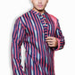 Fabriq by FFACE Striped Cotton Kurta, Red, Blue, White, Long Sleeves, Embellished
