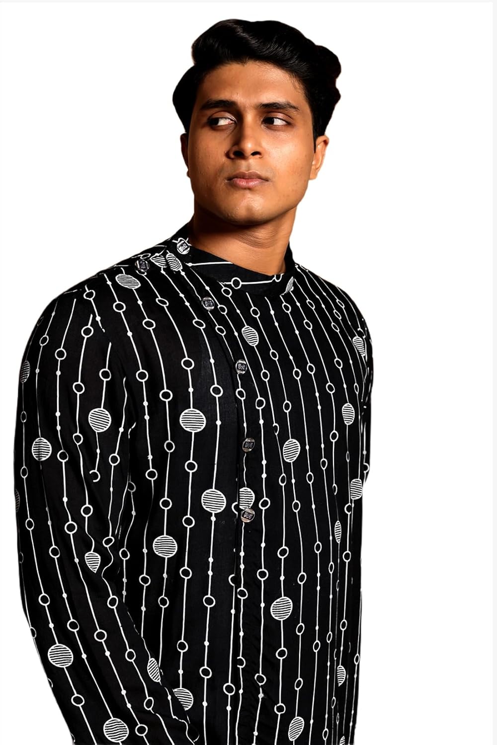 Fabriq by FFACE Chain Printed Cotton Kurta Black