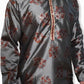 Fabriq by FFACE Floral Printed Satin Kurta, Mandarin Collar, Maroon