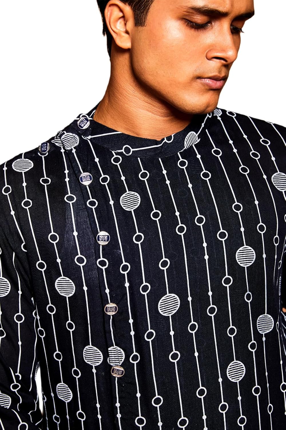 Fabriq by FFACE Chain Printed Cotton Kurta Black