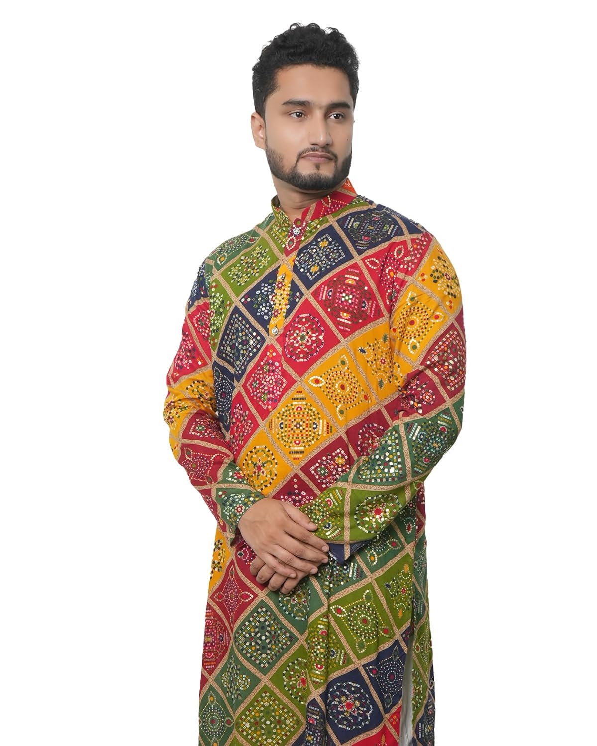 Fabriq by FFACE Vibrant Geometric Printed Kurta, 100% Cotton, Multicolour, Sizes: S-XXL