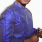 Fabriq by FFACE Men's Blue Kurta, Mandarin Collar, Aysmmetrical