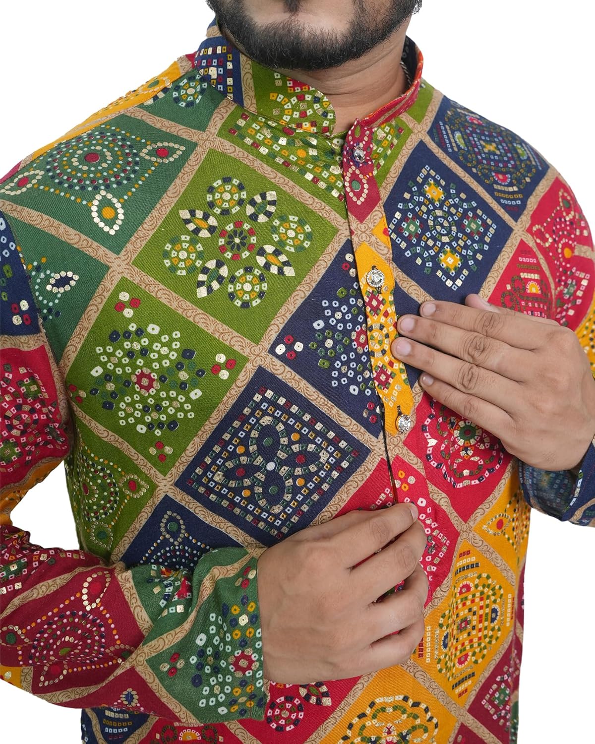 Fabriq by FFACE Vibrant Geometric Printed Kurta, 100% Cotton, Multicolour, Sizes: S-XXL
