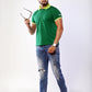 Men's Green Cotton Polo Shirt – Classic Short Sleeve Collared tee for Casual & Formal wear, Breathable Soft Fabric, Slim/Regular fit, Timeless Style for Work, Golf, Travel