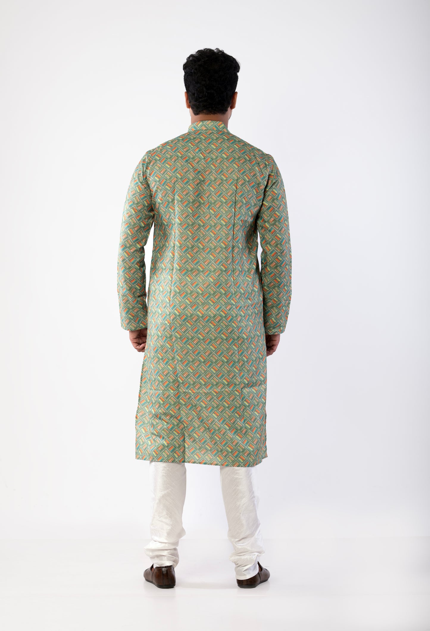 Men's Green Multicolor Printed Kurta | Soft Fabric, Double Stitched, Stylish Ethnic Wear for Festivals & Parties