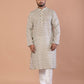 Men's Light Green Floral Printed Kurta with Wooden Buttons | Soft Fabric, Double Stitched Designer Ethnic Wear for Festive & Casual Occasions