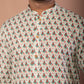 Men's Light Green Floral Printed Kurta with Wooden Buttons | Soft Fabric, Double Stitched Designer Ethnic Wear for Festive & Casual Occasions