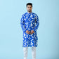 Fabriq by FFACE Stylish Blue and White Printed Men's Kurta, 100% Cotton, Knee-Length