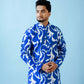 Fabriq by FFACE Stylish Blue and White Printed Men's Kurta, 100% Cotton, Knee-Length
