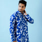 Fabriq by FFACE Stylish Blue and White Printed Men's Kurta, 100% Cotton, Knee-Length