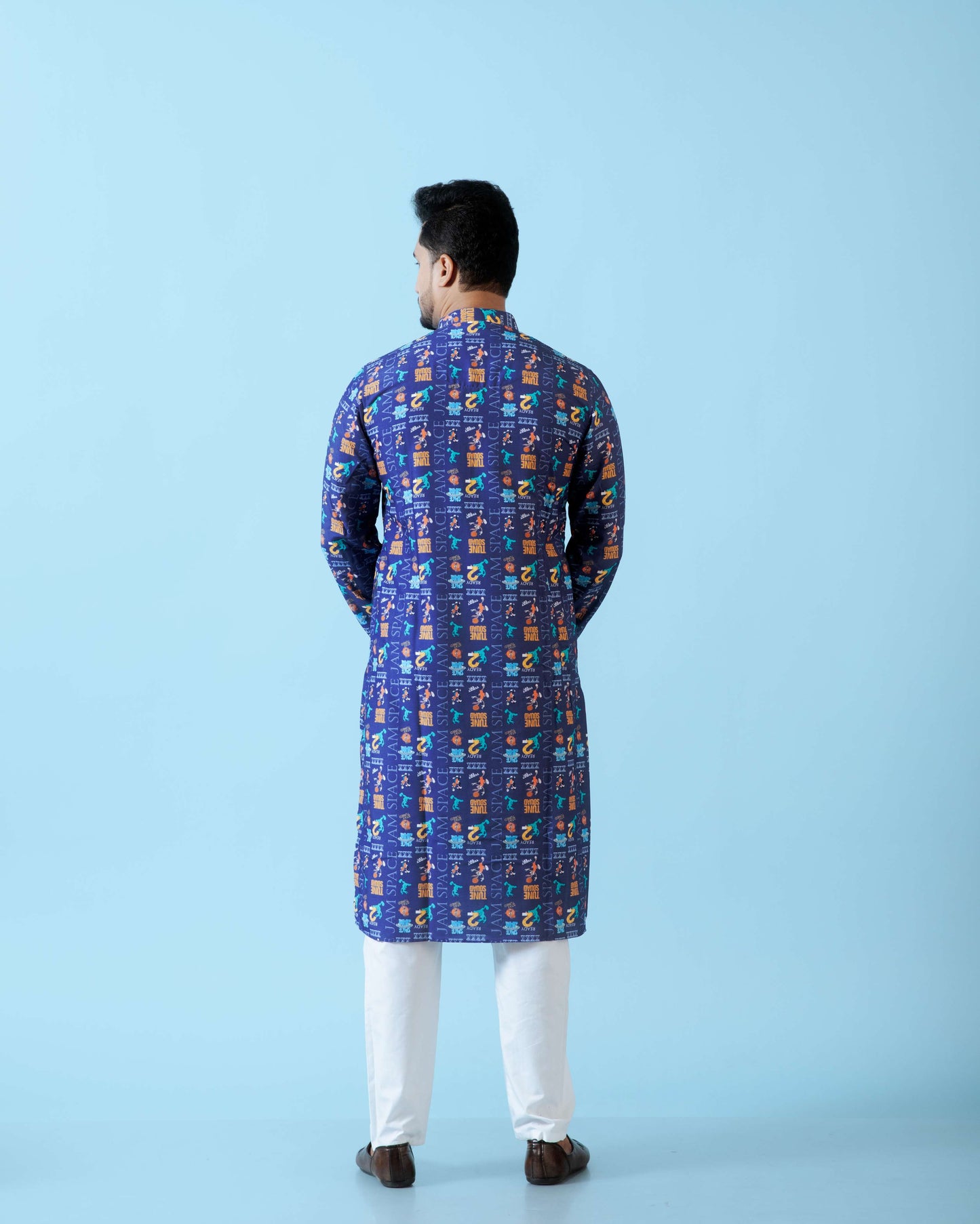 Fabriq by FFACE Men's Printed Kurta, Blue, Full Sleeves