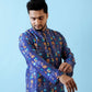 Fabriq by FFACE Men's Printed Kurta, Blue, Full Sleeves