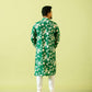 Fabriq by FFACE Floral Print Kurta for Men, Green