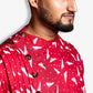 Fabriq by FFACE Men's Festive Christmas Print Shirt, Red and White Pattern, Full Sleeves
