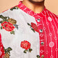 Fabriq by FFACE Traditional Indian Kurta, Floral and Striped Print, Red and White