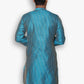 Fabriq by FFACE Designer Turquoise Kurta with Asymmetric Button Closure, Striped Pattern, Mandarin Collar