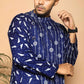 Fabriq by FFACE Printed Casual Kurta for Men, Navy Blue, Full Sleeves