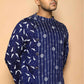 Fabriq by FFACE Printed Casual Kurta for Men, Navy Blue, Full Sleeves