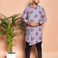 Fabriq by FFace Traditional Cotton Kurta with Tree Print Pattern, Grey with Maroon Design, Mandarin Collar