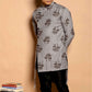 Fabriq by FFACE Men's Grey Kurta with Tree Print, Button-Up Style, Cotton