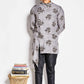 Fabriq by FFACE Men's Grey Kurta with Tree Print, Button-Up Style, Cotton