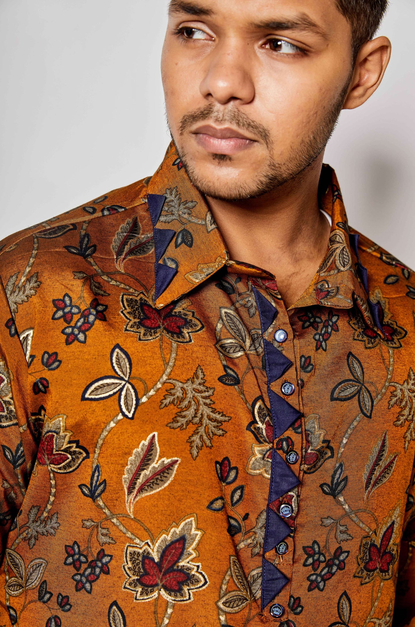 Fabriq by FFACE Floral Print Kurta, Multi-Colour Mustard, Cotton