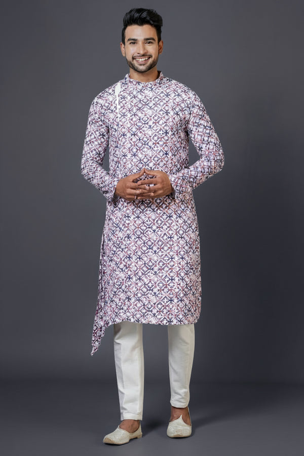 Men’s Multicoloured Printed Kurta | Cotton Fabric | Ethnic & Casual Wear