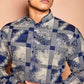 Fabriq by FFACE Men's Checkered Kurta, Blue and Grey, Cotton