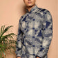Fabriq by FFACE Men's Checkered Kurta, Blue and Grey, Cotton